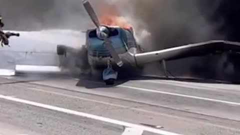 This plane made a dramatic crash landing on a California highway