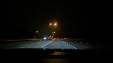 Driving At Nighttime Chicago Highway