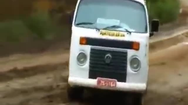 very funny school bus drifting in the mud