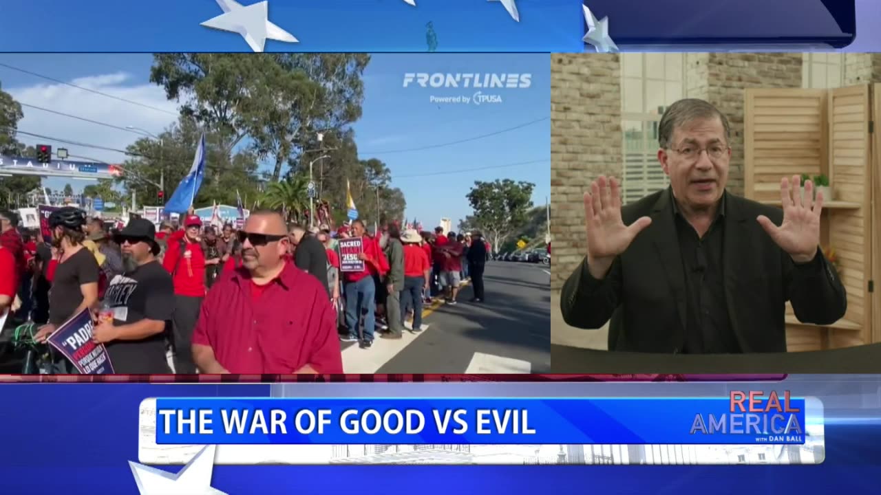 REAL AMERICA - Dan Ball W/ Father Frank Pavone, Christians Turn Out At Dodgers Protest