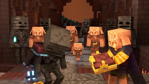 Warden vs Wither and Piglin Nether Army. (Minecraft Animation Movie)