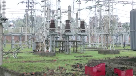 Huge crater next to power transformer in Kharkiv