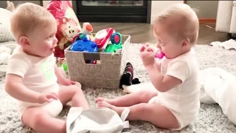 Adorable babies playing