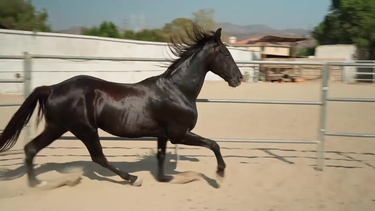 A black and beautiful horse