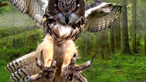 Owl Bird Wings Feathers Forest