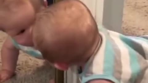 Babies are funny with mirrors