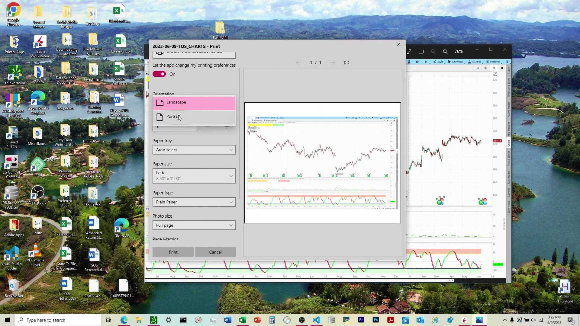 How To Print Chart From ThinkOrSwim