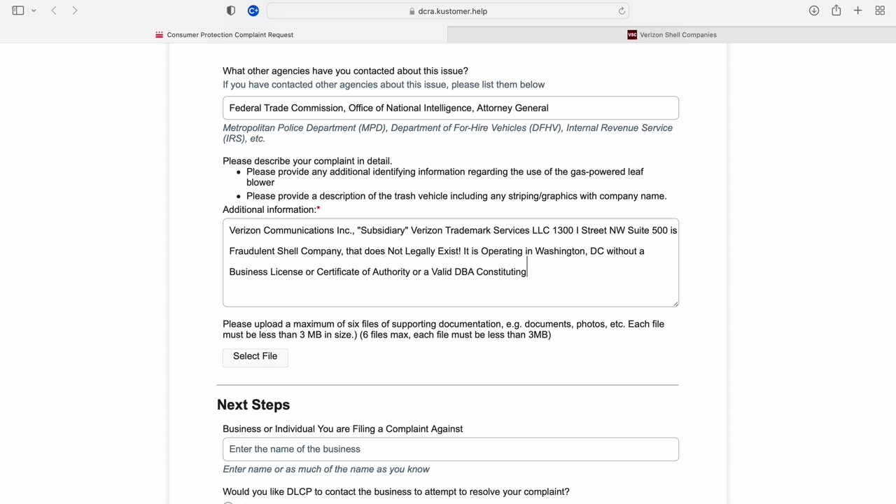 Verizon Trademark Services LLC Consumer Protection Complaint June 15, 2023