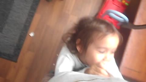 little girl suffocates her father for her toy back!
