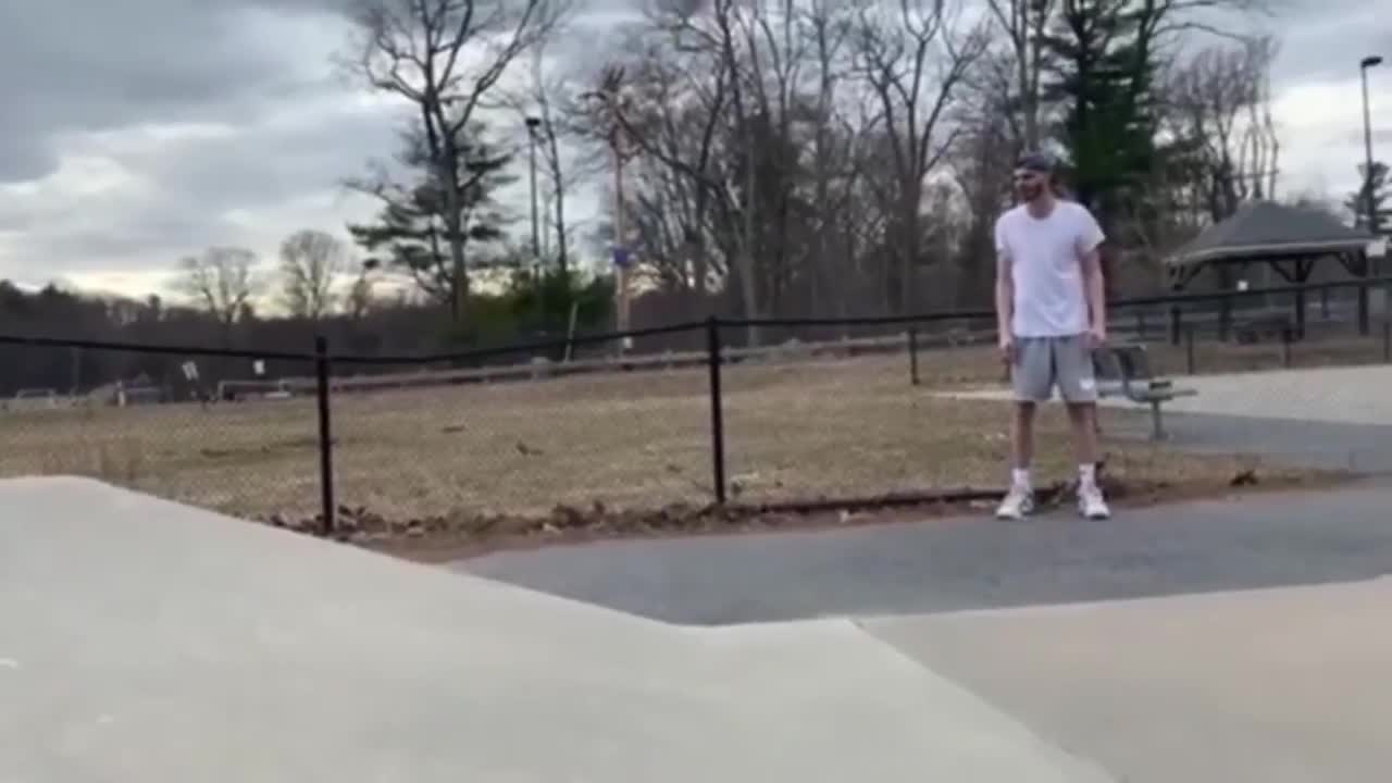 Guy Almost Hurt His Friend Coming Down The Ramp On A Scooter