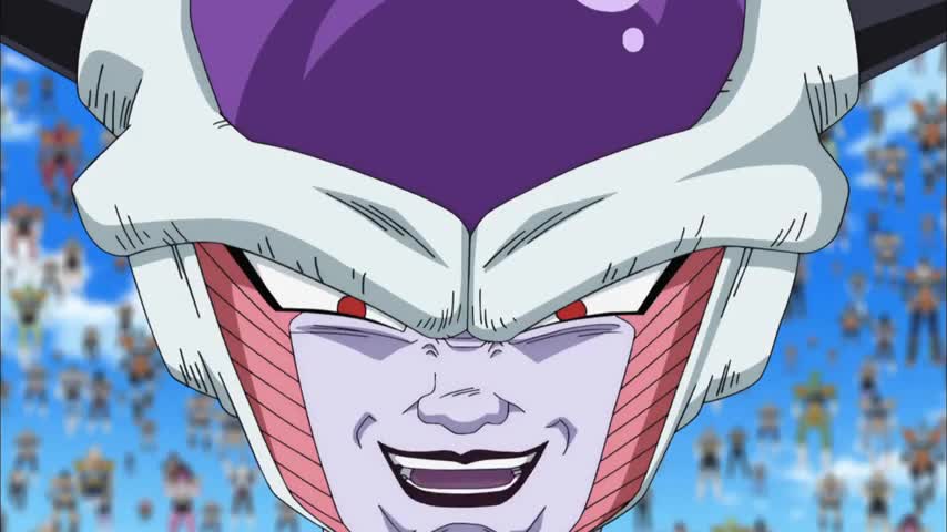 Goku stops Frieza's army from killing Gohan, Goku tests his strength after training with Whis.