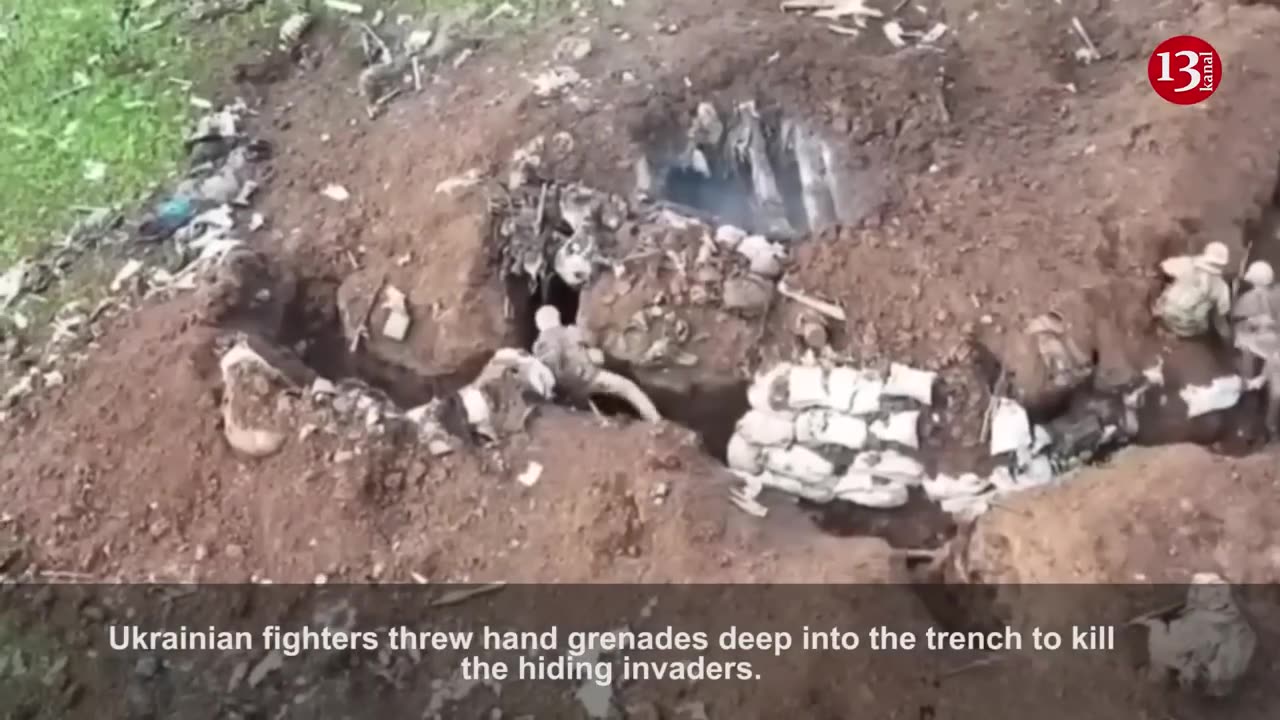 Ukrainian fighters wouldn't let Russians come out of the trench where they were hiding(720p)