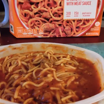 Eating Lean Cuisine Spaghetti With Meat Sauce, Dbn, MI, 10/2/23