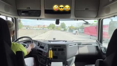 The first view of driving in the cab