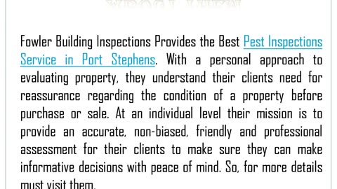 Best Pre Purchase Building Inspections Service in Port Stephens