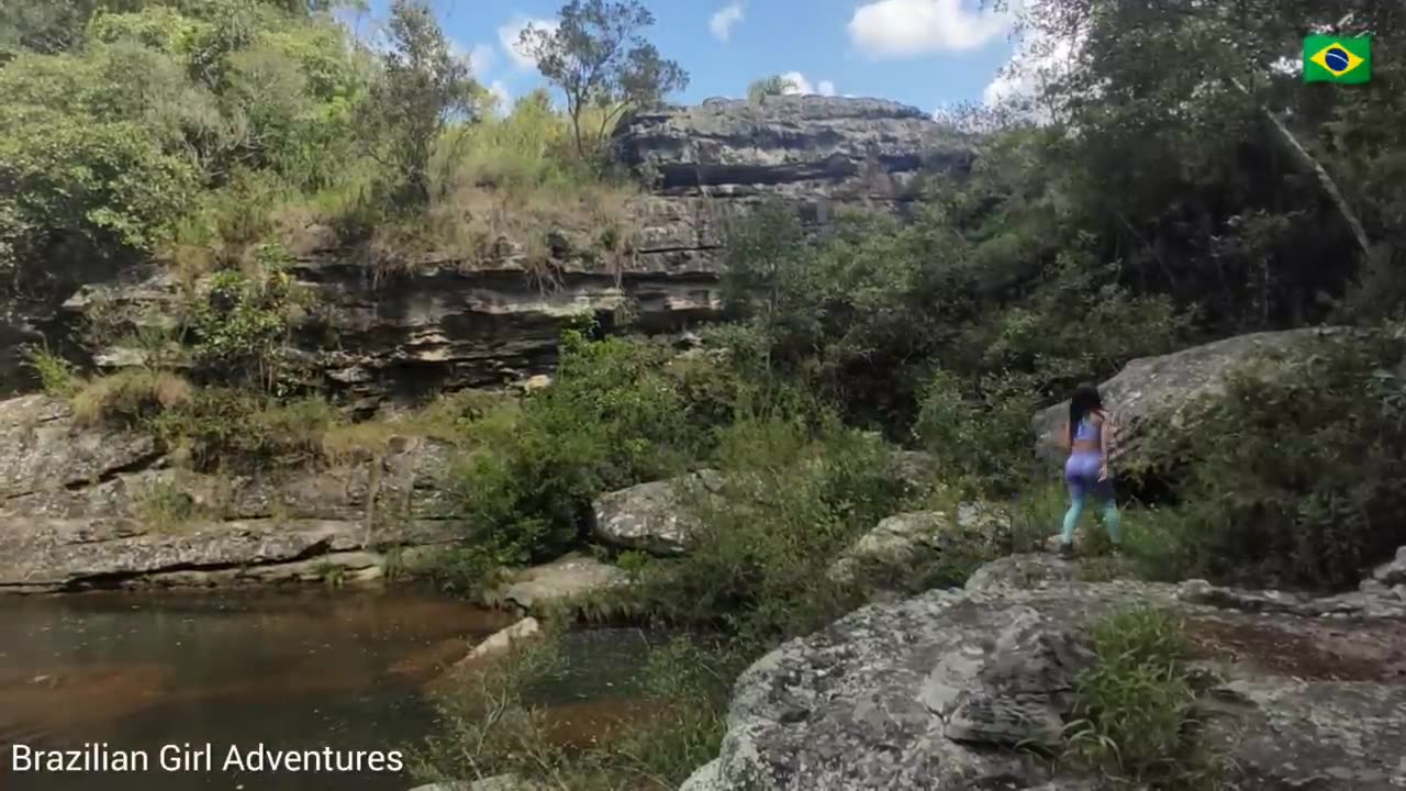 Bathing in the waterfall ASMR RELAXING SOUNDS, girl life outdoor vlog