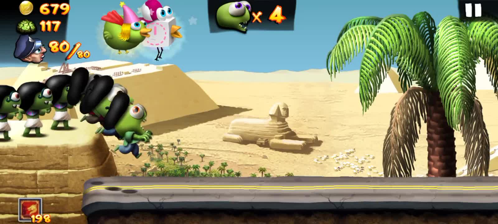 Playing a match with the hat unlocked in the game Zombie Tsunami (BEAT).