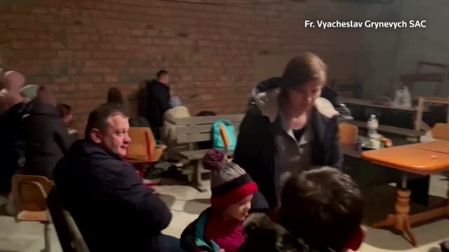 Kyiv residents seek shelter in church