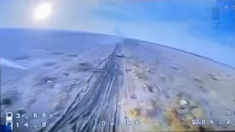 Ukrainian Kamikaze Drone Crashes into Russian Tank