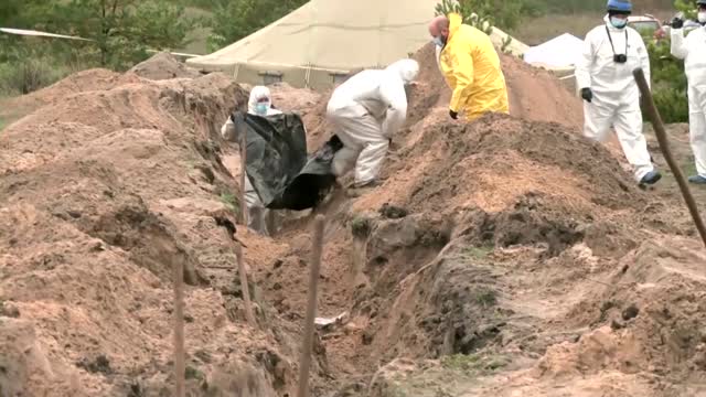 Mass grave with 55 bodies found in Lyman, Ukraine