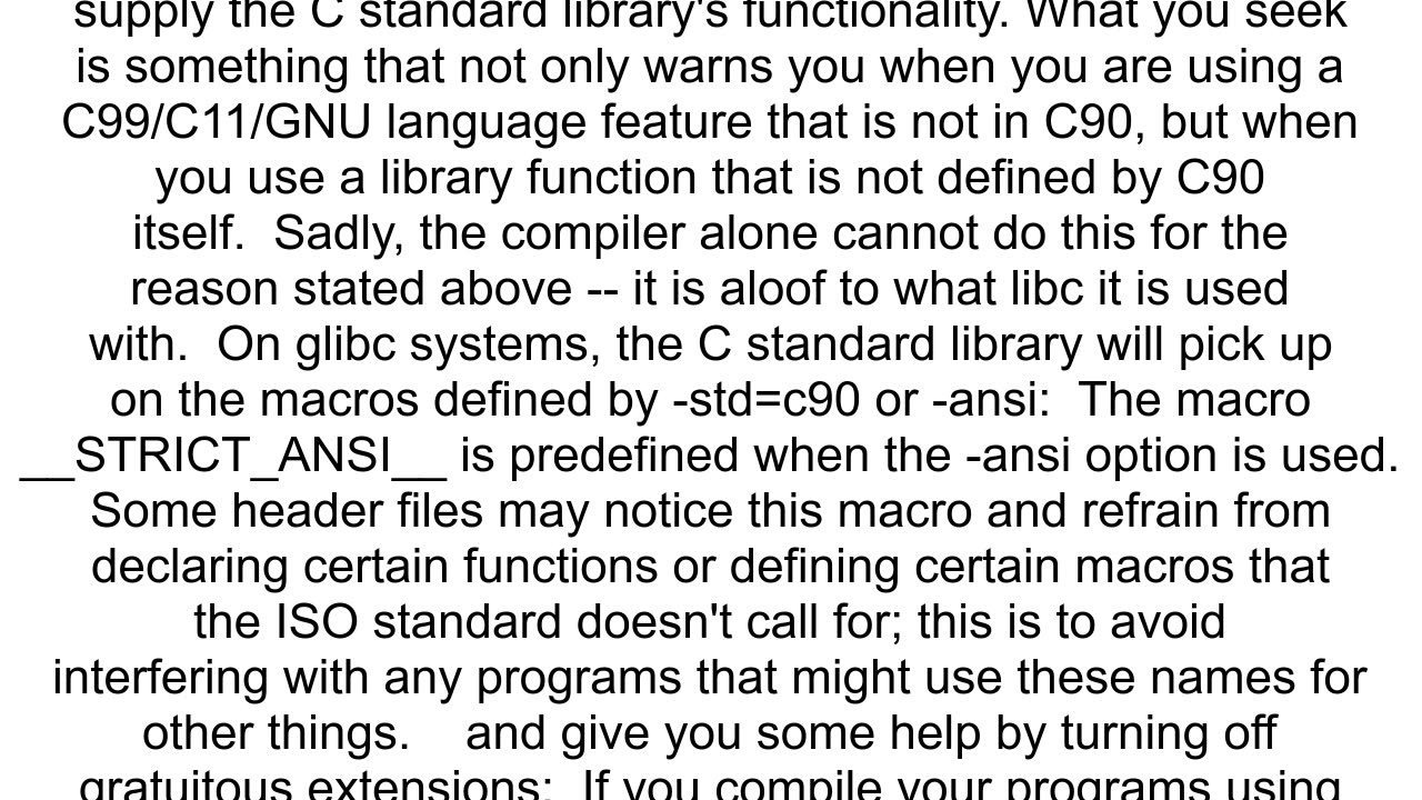 GCC options for strict C90 code