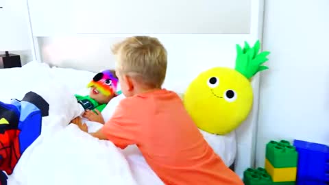 bllad and Nikita children morning routine story wissth Huge Toy