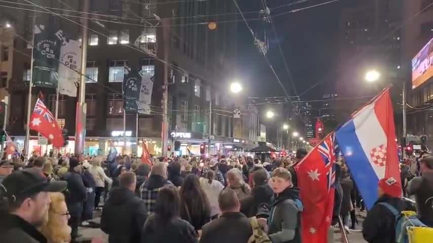 Australia - Melbourne Freedom Rally Clapping to the drums together - 10-7-22