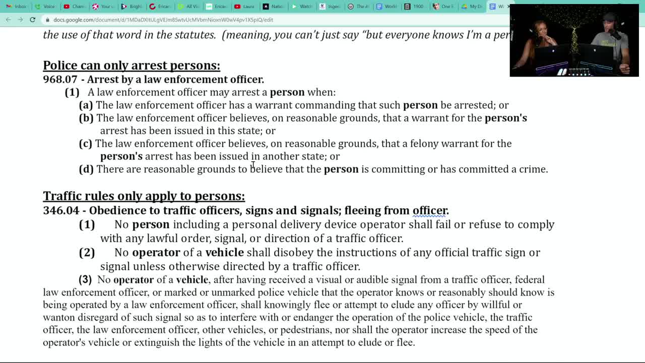 WISCONSIN Statutes - Police cannot arrest a man