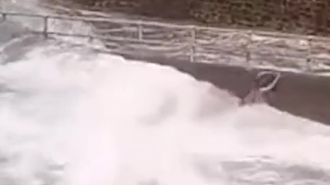 Kid saved by bystander after being swept from pier by high tides