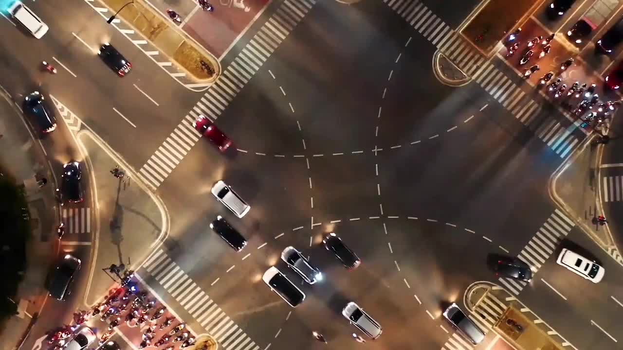 DRONE VIEW OF A STREET JUNCTION.