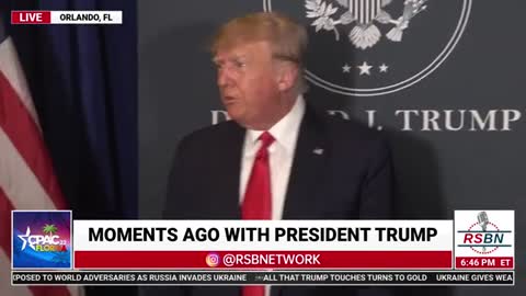President Donald J. Trump Speaks With The Press (Fake News) at CPAC 2022 in Orlando
