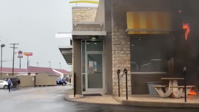 Lightning Leaves a McDonald's in Flames