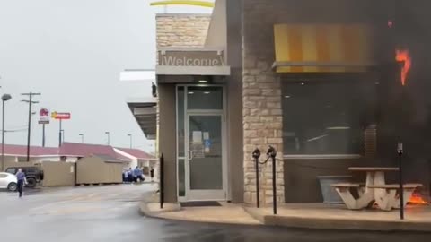 Lightning Leaves a McDonald's in Flames