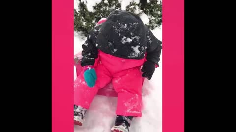 The babies are playing in the snow