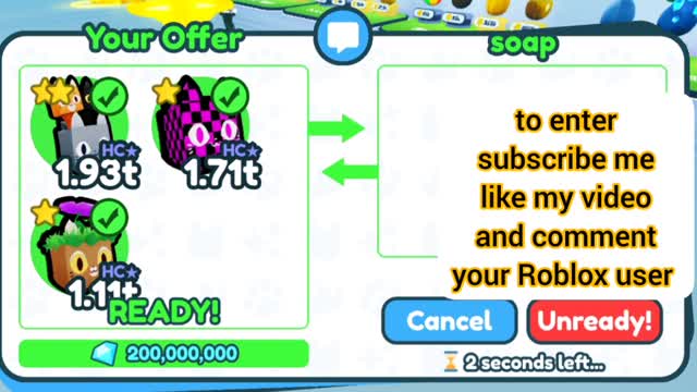 Giveaway gems / Pet Simulator X / 200 millions gems giveaway/ Roblox