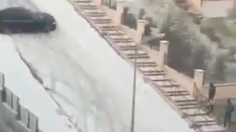 Cars sliding in the snow