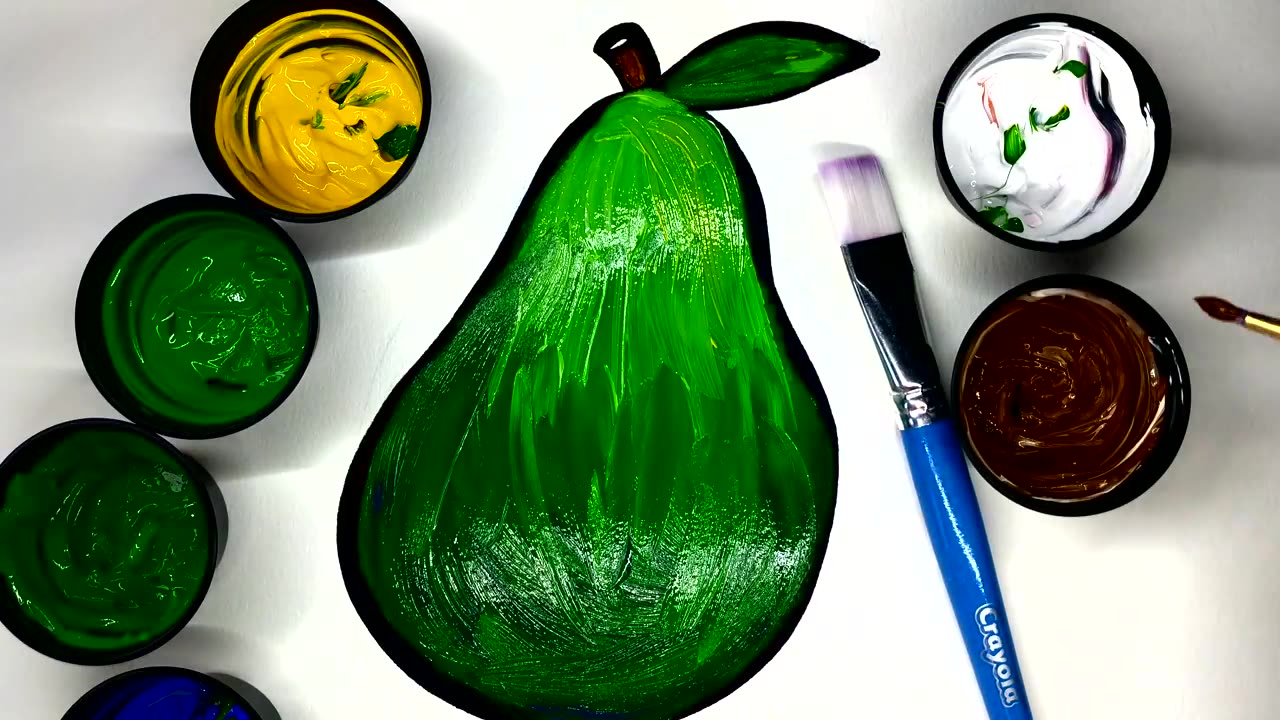 Painting a Pear Drawing Coloring Page, Painting Pages for Kids, Learn to Color with Paint