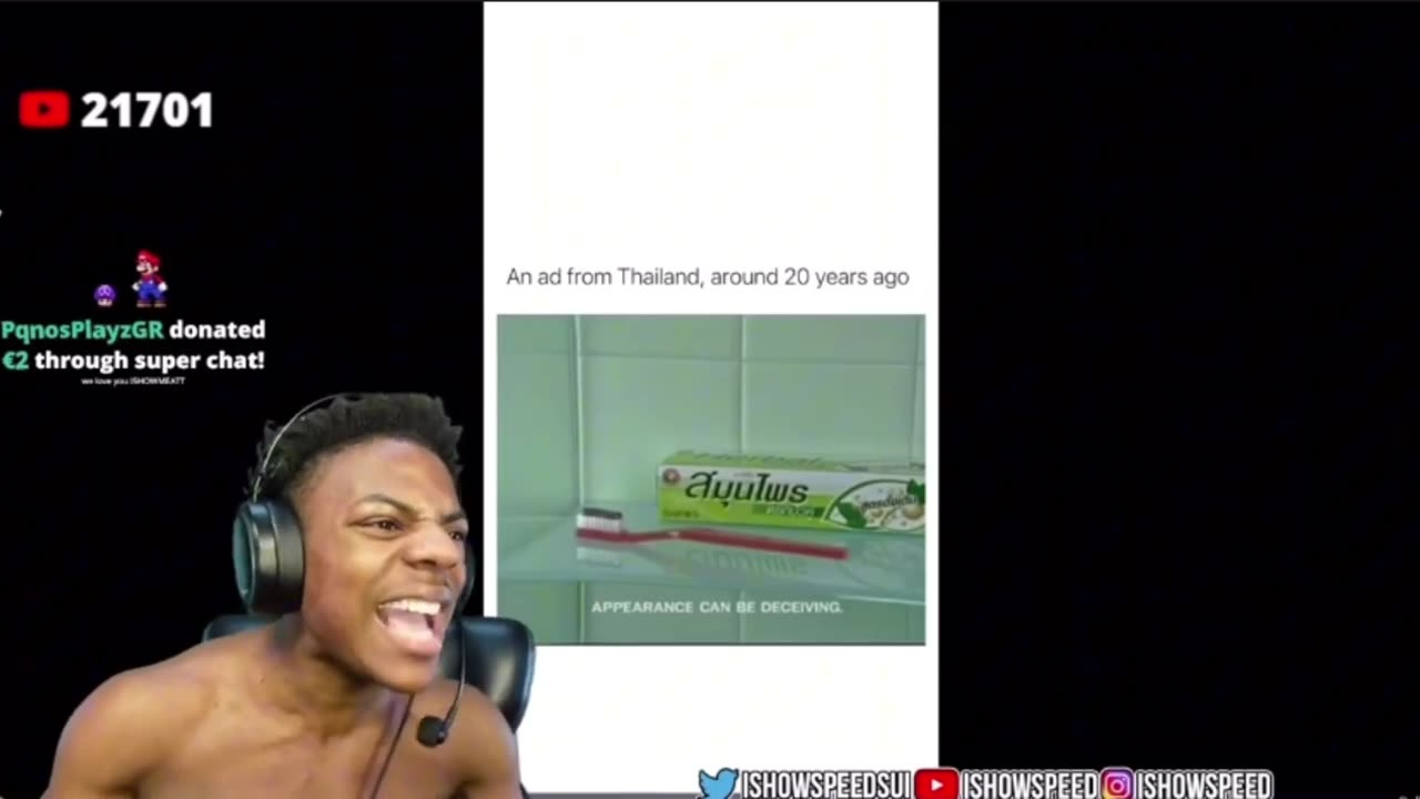 IShowspeed Reacts To Racist Thailand Toothpaste Commercial 😂ðŸ˜