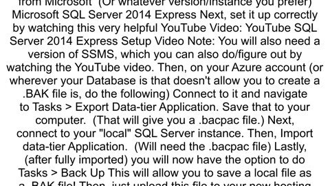 Backup Azure Database to BAK file using SSMS