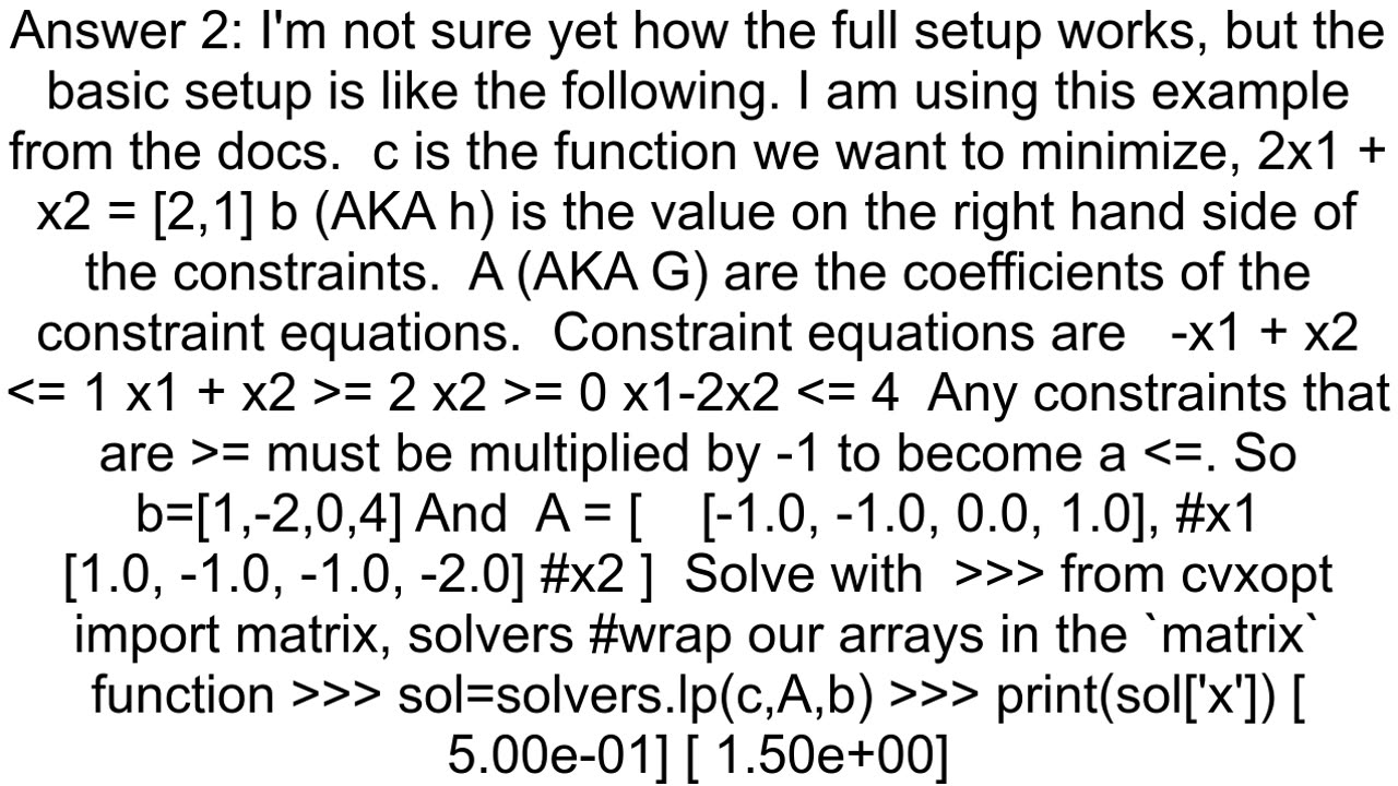 how Python cvxopt solvers qp basically works
