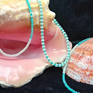 Faceted Amazonite and white mop choker full strand 16inch simple necklace gift for him04