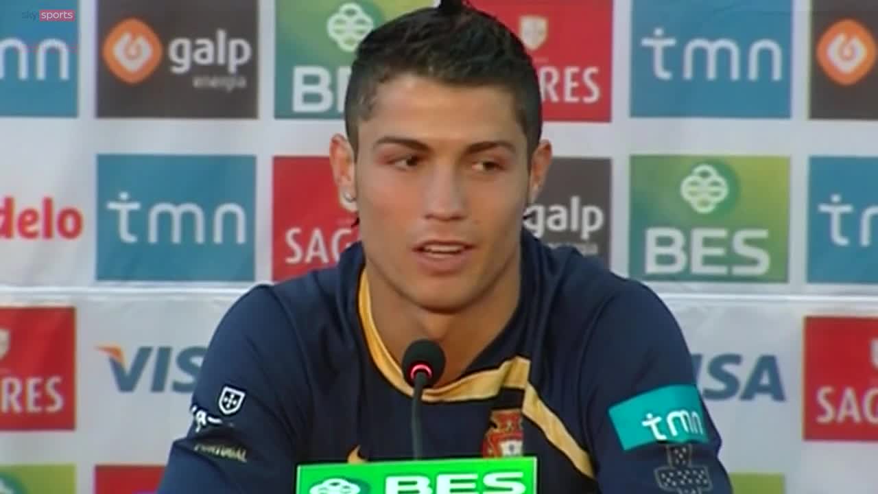 Cristiano Ronaldo being quizzed on his Manchester United future at Euro 2008