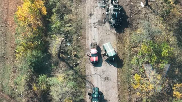 Destruction of a V.S.U. convoy in the Kherson region. Archive.