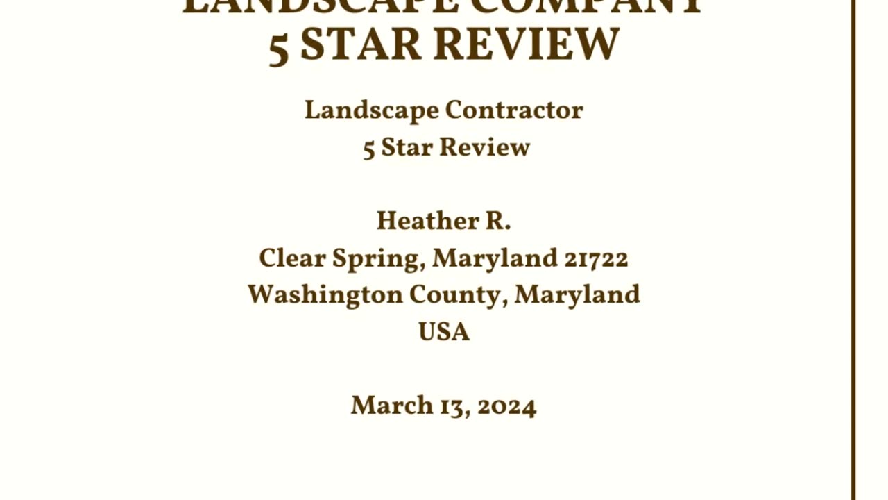 Landscape Contractor Clear Spring Maryland 5 Star Review