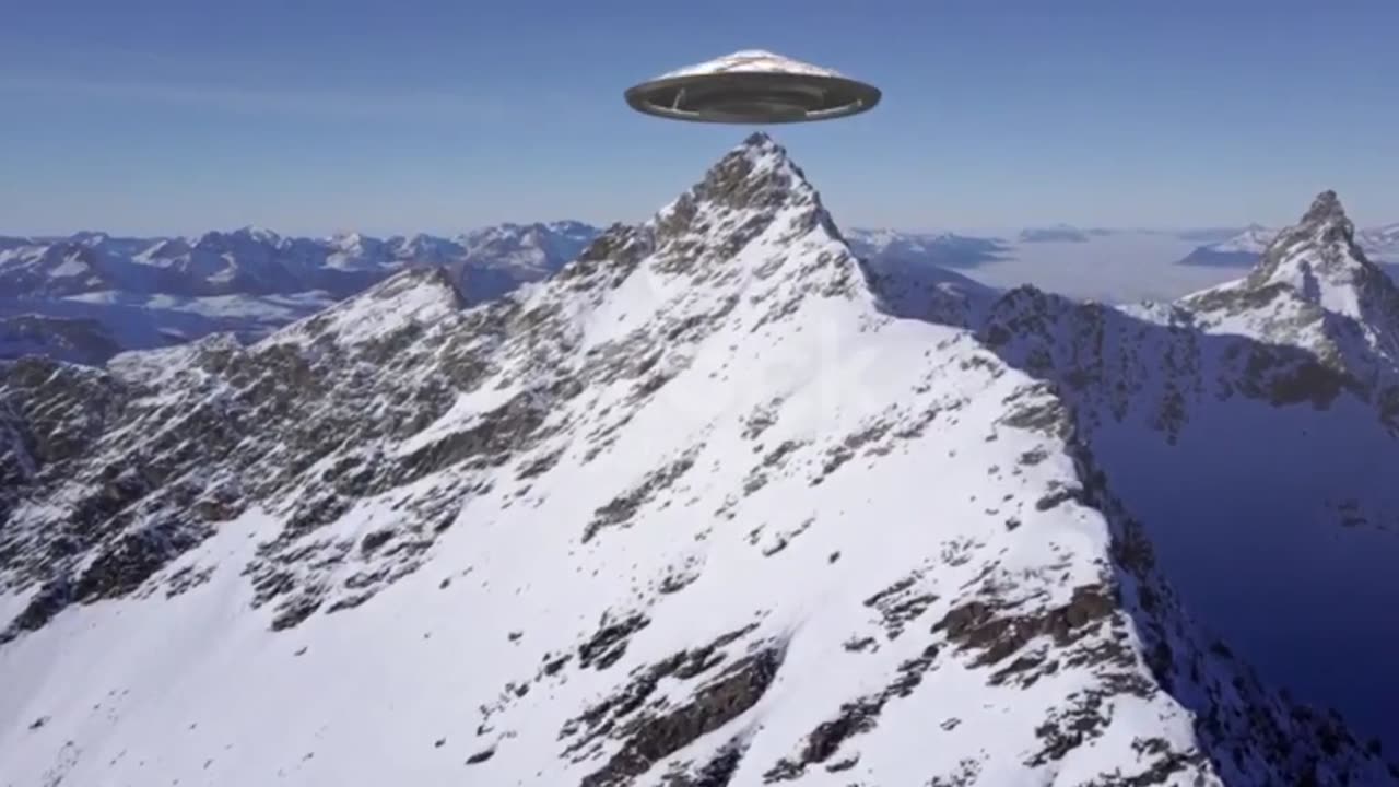 Flying Saucers Ufo Hovering Above The Alps Peak,