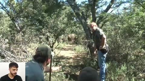 Rhino vs hunter in africa