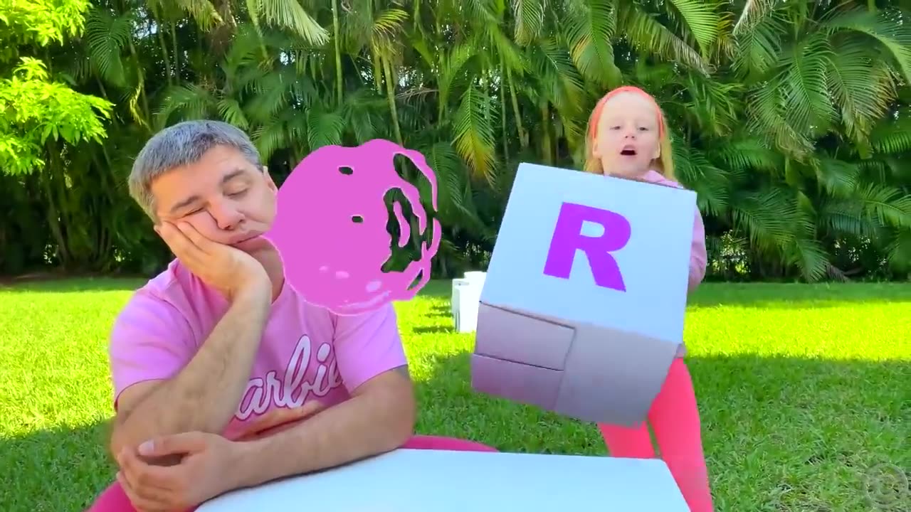 Stacy and dad learn the English alphabet