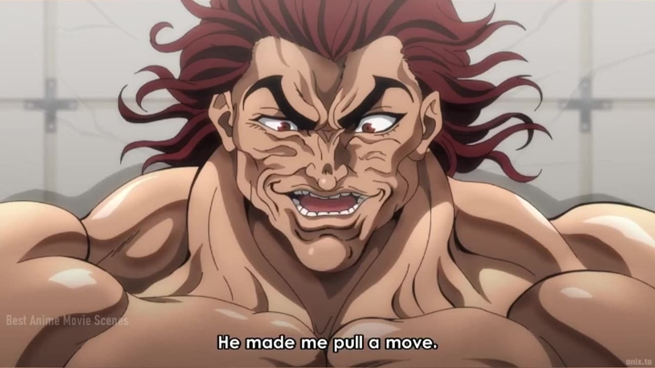 Baki - Yujiro Breaks Glass with his face scene
