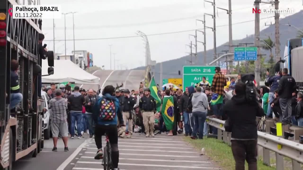 Police in Brazil partially clear road block protest over Bolsonaro defeat