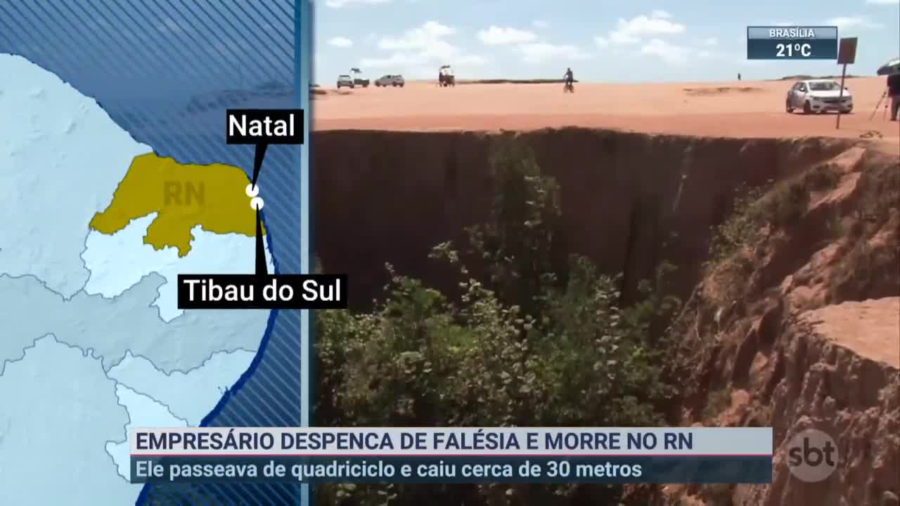 Empresário despenca de falésia e morre no RN | SBT Brasil (11/11/22)